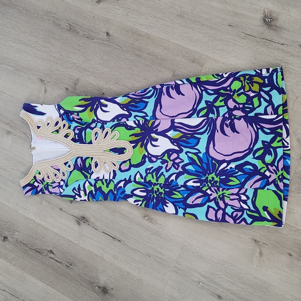 Lilly Pulitzer Sleeveless Floral Shift Dress in Blue, Green, Purple, Pink